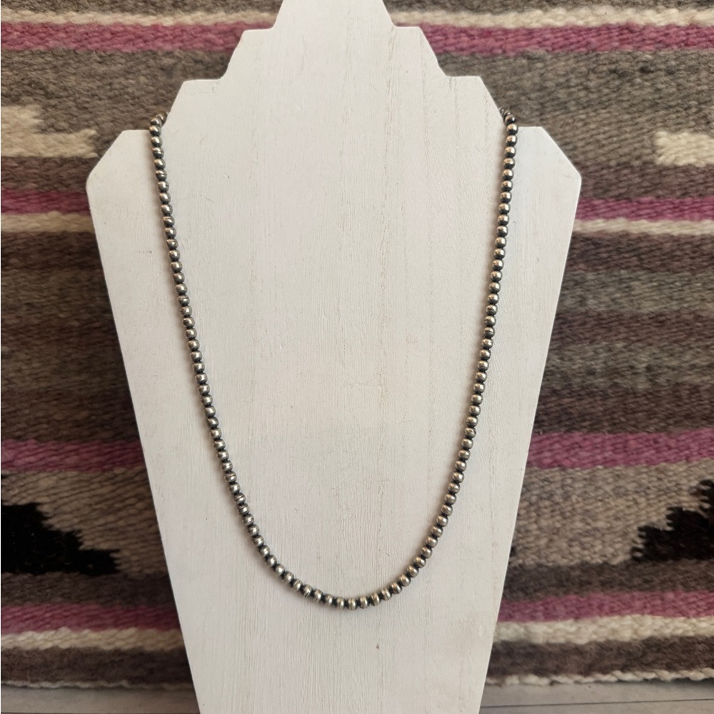 Navajo Pearls 24” length, 5mm pearls. Navajo Strung by Bryannen Halwood